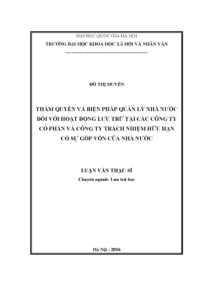 Quản lý nhà nước đối với hoạt động lưu trữ tại công ty