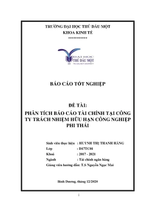 Phân Tích Tình Hình Tài Chính Công Ty TNHH Công Nghiệp