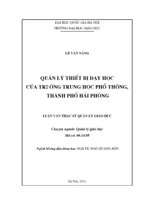 Quản lý thiết bị dạy học tại trường THPT Hải Phòng: