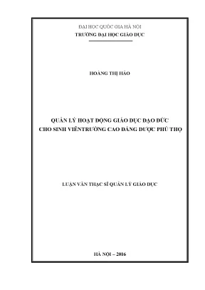 Quản lý giáo dục đạo đức cho sinh viên trường cao đẳng