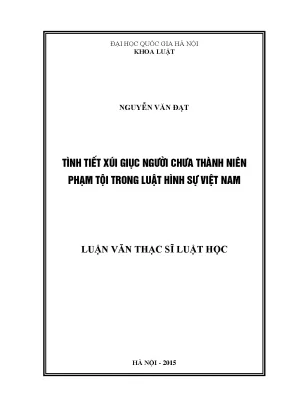Tình tiết xúi giục người chưa thành niên phạm tội trong