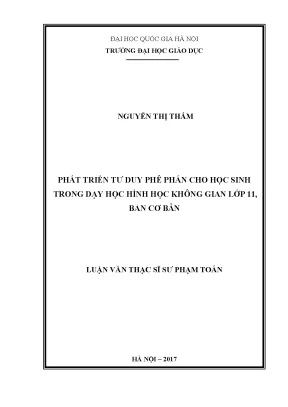 Phát Triển Tư Duy Phê Phán Trong Dạy Học Hình Học Không 