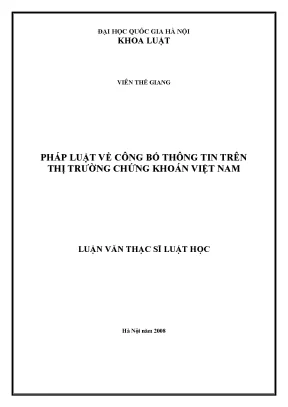Công Bố Thông Tin Trên Thị Trường Chứng Khoán Việt Nam: