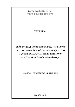 Quản lý giáo dục kỹ năng sống cho học sinh trung học cơ