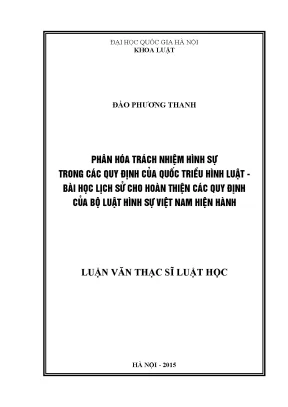 Phân Hóa Trách Nhiệm Hình Sự Trong Quốc Triều Hình Luật: