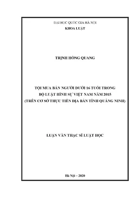 Nghiên cứu tội mua bán người dưới 16 tuổi theo Bộ luật
