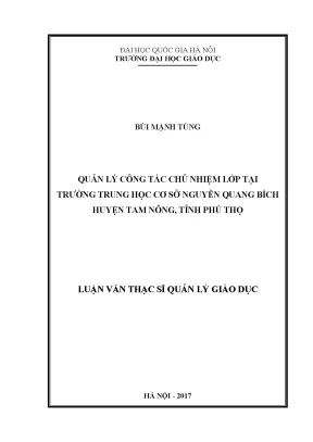 Quản Lý Công Tác Chủ Nhiệm Lớp Tại Trường THCS Nguyễn