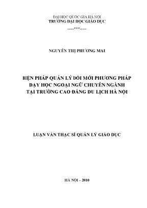 Biện Pháp Quản Lý Đổi Mới Phương Pháp Dạy Học Ngoại Ngữ