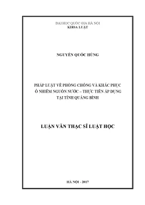 Pháp Luật Về Phòng Chống Ô Nhiễm Nguồn Nước Tại Quảng Bình