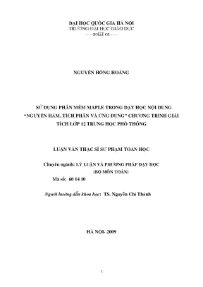 Ứng dụng phần mềm Maple trong dạy học nguyên hàm và tích