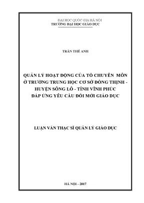 Quản lý hoạt động tổ chuyên môn tại trường THCS Đồng