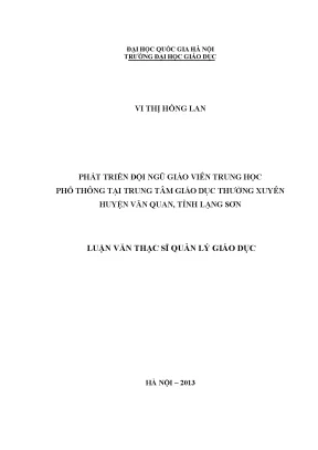 Phát Triển Đội Ngũ Giáo Viên Trung Học Phổ Thông Tại