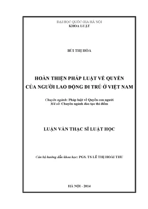 Hoàn thiện pháp luật về quyền lao động di trú tại Việt Nam