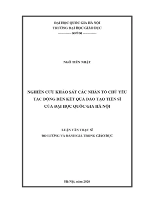 Nghiên cứu các nhân tố ảnh hưởng đến kết quả đào tạo