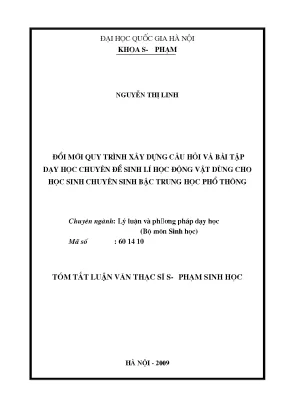 Đổi mới quy trình xây dựng câu hỏi và bài tập dạy học