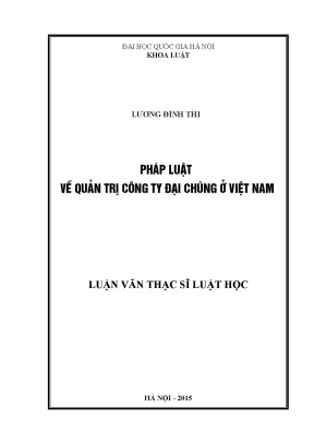 Quản Trị Công Ty Đại Chúng Ở Việt Nam: Luận Văn Thạc Sĩ