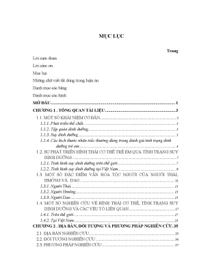 Nghiên cứu hình thái cơ thể trẻ em dân tộc Thái, H'Mông,