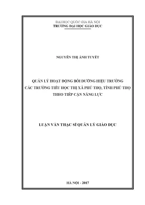 Quản Lý Hoạt Động Bồi Dưỡng Hiệu Trưởng Tiểu Học Tại Phú Thọ