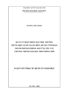 Quản lý hoạt động dạy học tại trường THCS Giang Biên,
