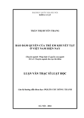 Bảo Đảm Quyền Trẻ Em Khuyết Tật Tại Việt Nam: Thực Trạng