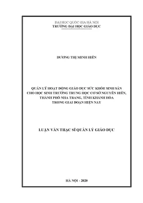 Quản lý giáo dục sức khỏe sinh sản cho học sinh THCS