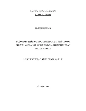 Giảng Dạy Cơ Học Cho Học Sinh Chuyên Vật Lý Với Phần Mềm