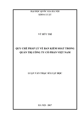 Quy chế pháp lý về Ban kiểm soát trong quản trị công ty