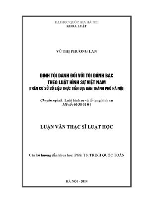 Định Tội Danh Đối Với Tội Đánh Bạc Theo Luật Hình Sự