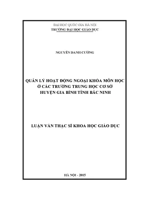 Quản lý hoạt động ngoại khóa tại trường THCS Gia Bình,