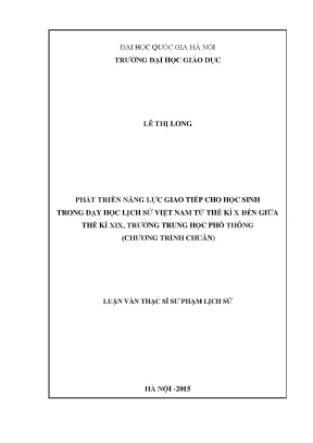 Phát Triển Năng Lực Giao Tiếp Trong Dạy Học Lịch Sử Việt Nam
