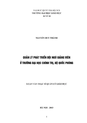 Quản lý phát triển đội ngũ giảng viên tại Trường Đại học