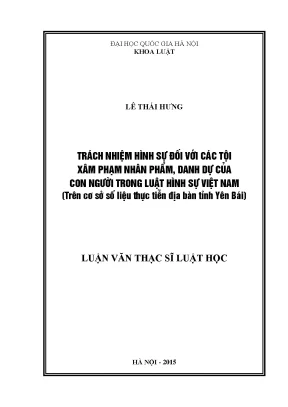 Trách Nhiệm Hình Sự Đối Với Tội Xâm Phạm Nhân Phẩm Danh