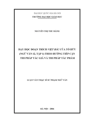 Phương Pháp Dạy Học Đoạn Trích Việt Bắc Của Tố Hữu Trong