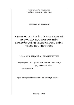 Vận Dụng Lý Thuyết Tín Hiệu Thẩm Mỹ Trong Giảng Dạy Thơ