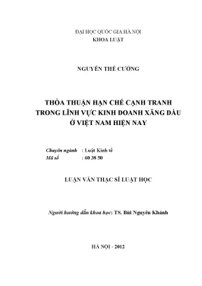 Thỏa Thuận Hạn Chế Cạnh Tranh Trong Kinh Doanh Xăng Dầu