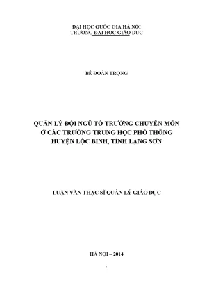 Quản lý đội ngũ tổ trưởng chuyên môn tại các trường THPT