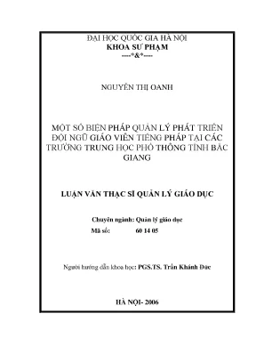 Biện Pháp Quản Lý Phát Triển Đội Ngũ Giáo Viên Tiếng