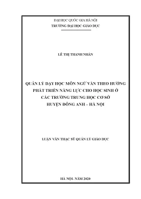 Quản lý dạy học môn Ngữ văn phát triển năng lực học sinh