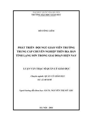 Phát Triển Đội Ngũ Giáo Viên Trường Trung Cấp Chuyên