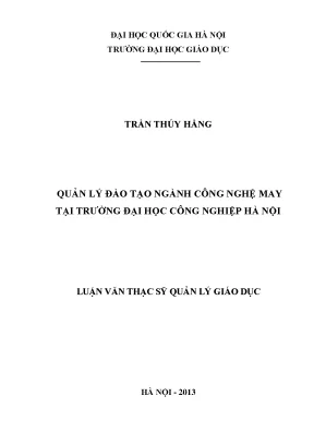 Quản lý đào tạo ngành công nghệ may tại Đại học Công