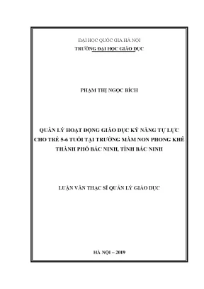 Quản Lý Hoạt Động Giáo Dục Kỹ Năng Tự Lực Cho Trẻ 5-6