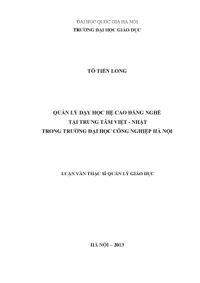Quản lý dạy học hệ cao đẳng nghề tại Trung tâm Việt - Nhật