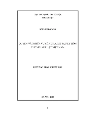 Quyền và nghĩa vụ của cha mẹ sau ly hôn theo pháp luật