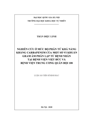 Nghiên cứu khả năng kháng carbapenem của vi khuẩn gram