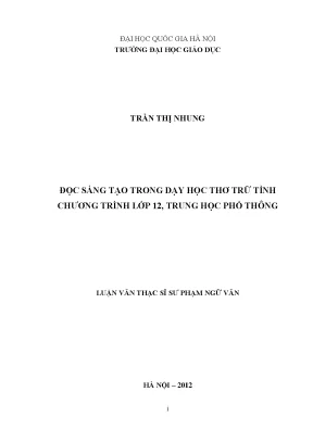 Đọc Sáng Tạo Trong Dạy Học Thơ Trữ Tình Lớp 12