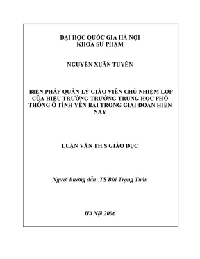 Quản lý giáo viên chủ nhiệm lớp tại trường THPT Yên Bái: