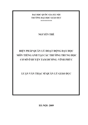 Quản Lý Hoạt Động Dạy Học Tiếng Anh Tại Trường Trung Học