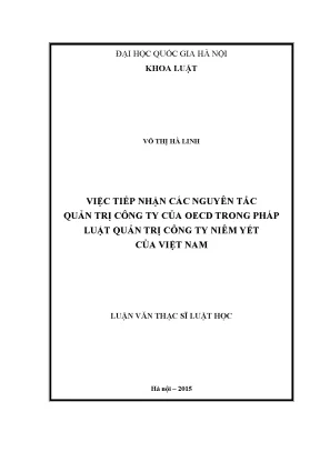 Tiếp Nhận Nguyên Tắc Quản Trị Công Ty OECD Trong Pháp