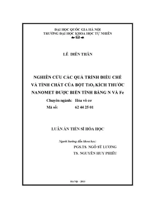 Nghiên cứu bột TiO2 kích thước nanomet biến tính bằng N