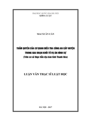 Thẩm quyền của cơ quan điều tra công an cấp huyện trong